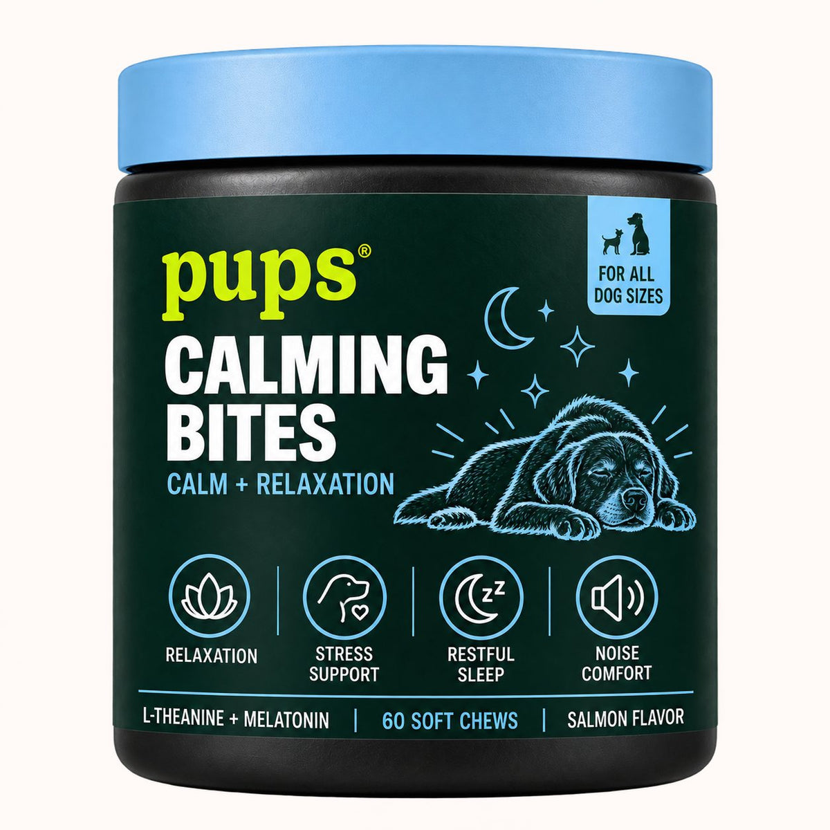 צנצנת חטיף הרגעה לכלבים של PUPS